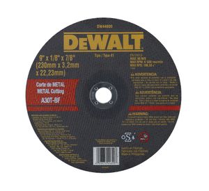Disco corte metal 9'' x 1/8'' x 7/8'' DW44600