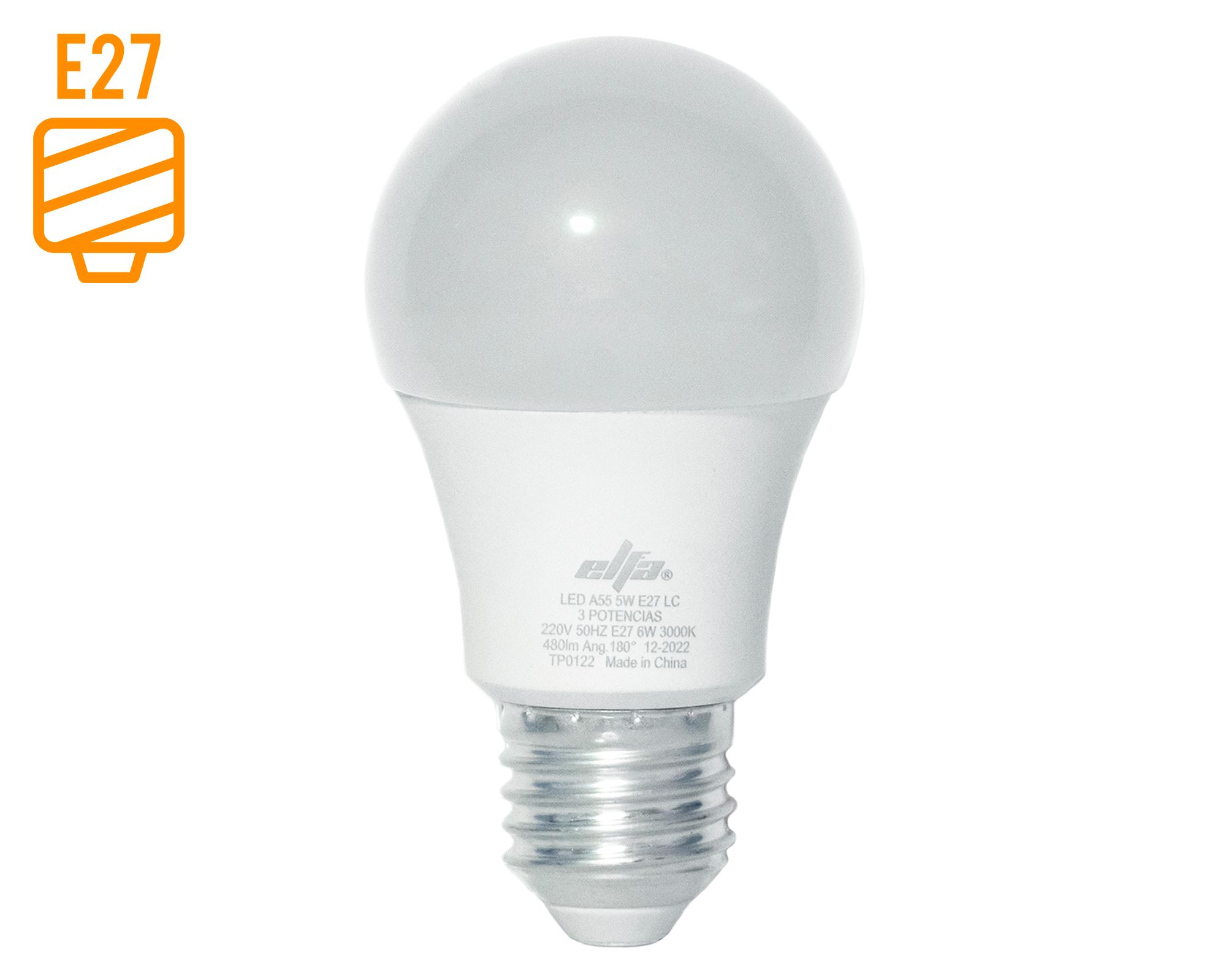 Ampolleta Led 5W E27 cálida blanco