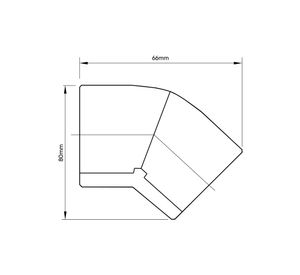Codo 45° Línea hidráulica 40 mm