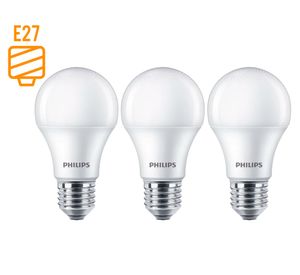 Ampolleta Led 9W E27 luz cálida blanca pack x3