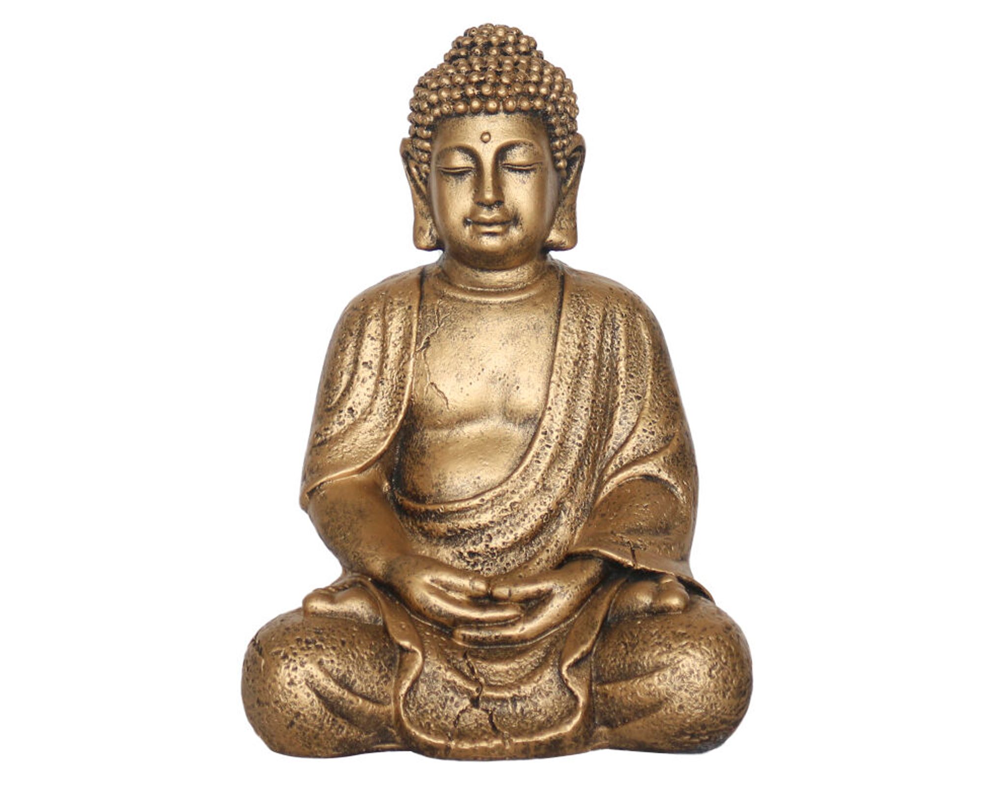 Figura decorativa 30 cm Buda sentado gold | Easy.cl