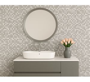 Mosaico autoinstalable 30x30 cm Aluminio Chip plateado