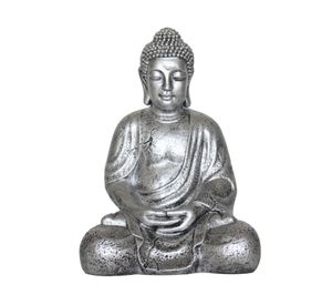 Figura decorativa 41 cm Buda sentado silver