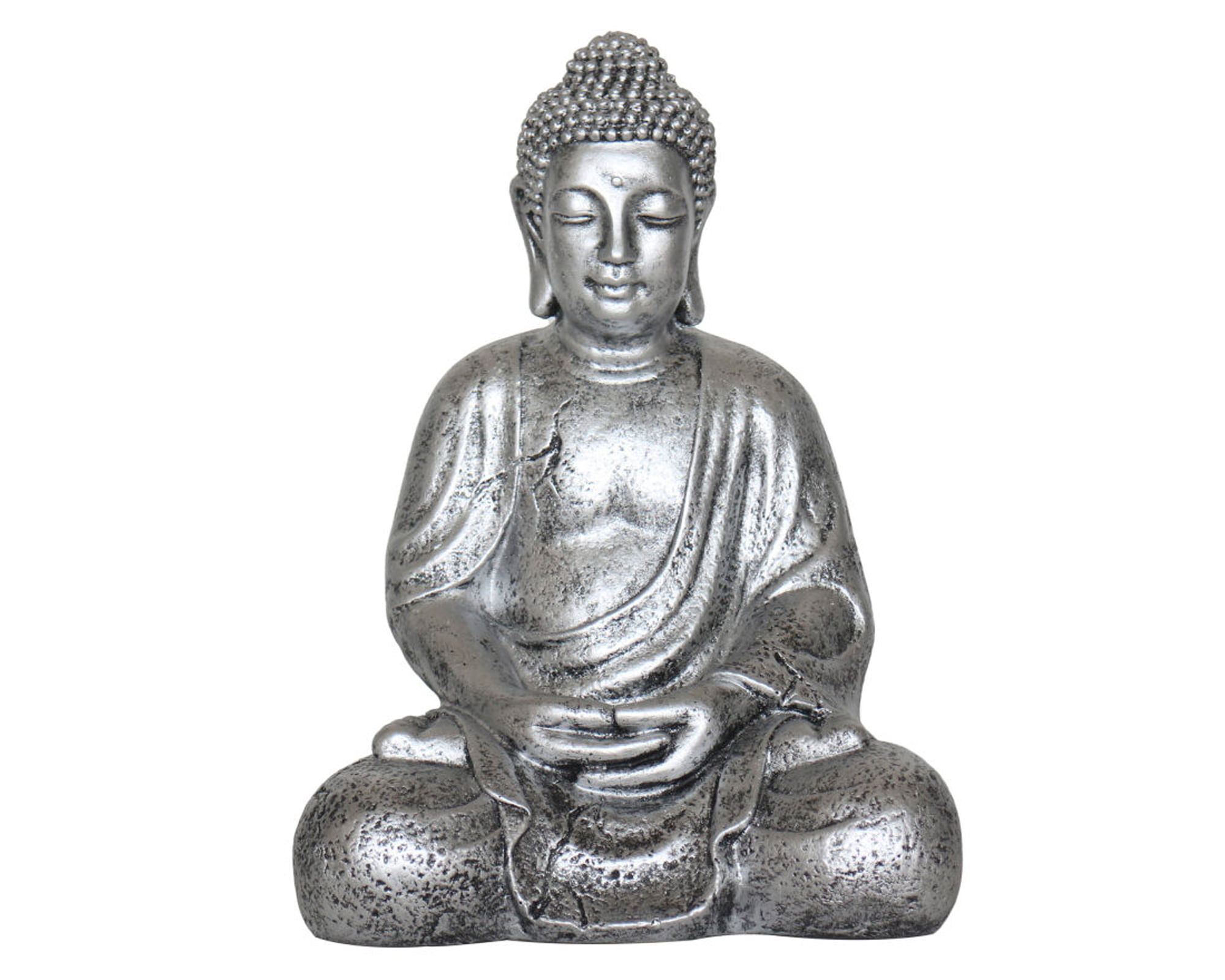 Figura decorativa 41 cm Buda sentado silver | Easy.cl