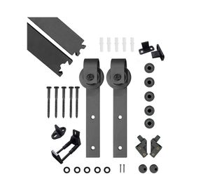 Kit corredizo para puertas Granero negro mate