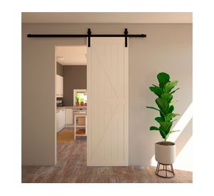 Kit corredizo para puertas Granero negro mate