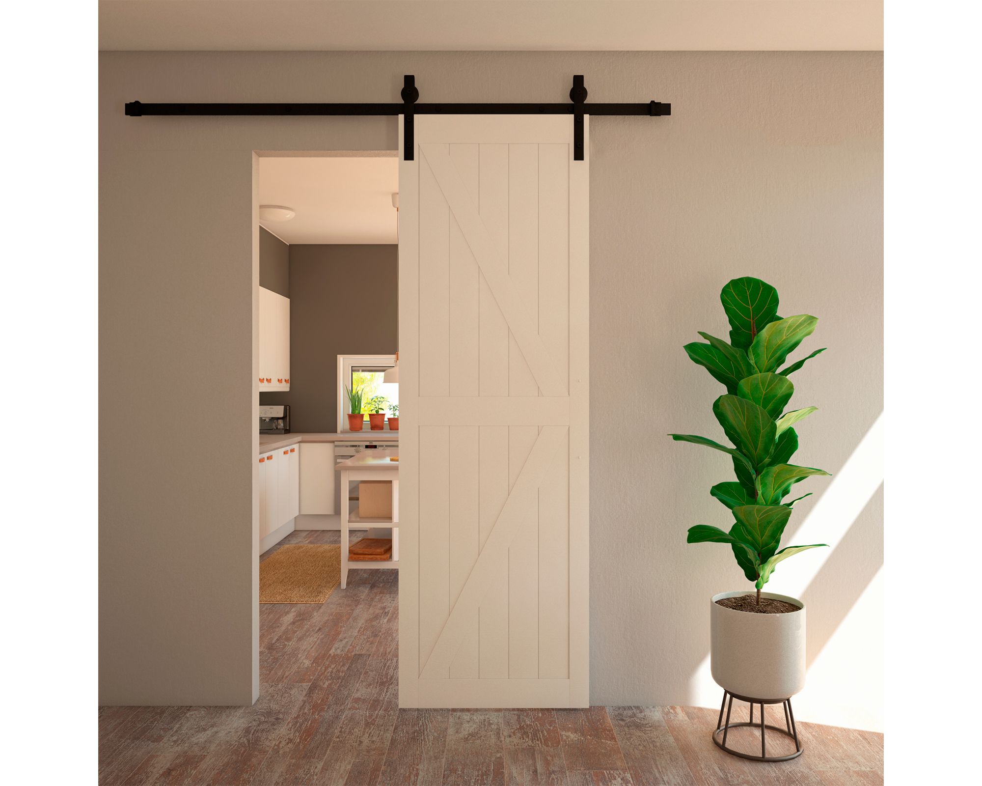 Kit Corredizo Puerta Granero Negro Mate Ducasse