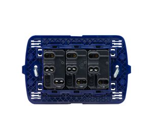 Toma triple 10A semi armado Tech gris