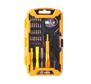 Set reparación consolas y celulares 32 piezas amarillo