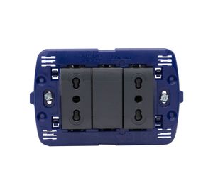 Toma doble 10-16A semi armado Antracita café