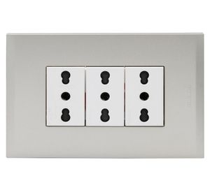 Toma triple 10-16A Perla gris