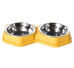Plato mascota doble amarillo 1060 ml