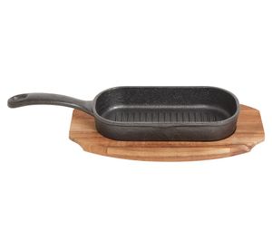 Grill acero con base acacia