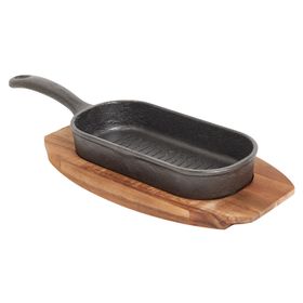 Grill acero con base acacia