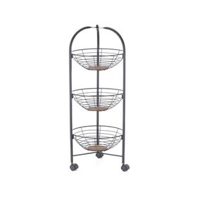 Carro redondo 3 pisos negro