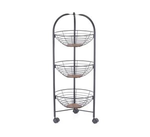 Carro redondo 3 pisos negro