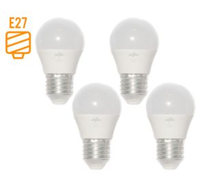 Pack 4 ampolletas Led 6W E27 luz cálida Globo G45