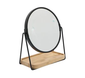 Espejo bambú con metal redondo