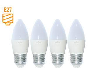 Pack 4 ampolletas Led 6W E27 luz cálida Vela