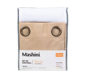 Set cortina Pucón texturada 140x220 cm beige