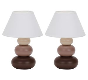 Lámpara sobremesa E27 1L 2 unidades taupe