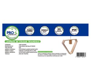 Lámpara colgar E27 1L Triángulo natural