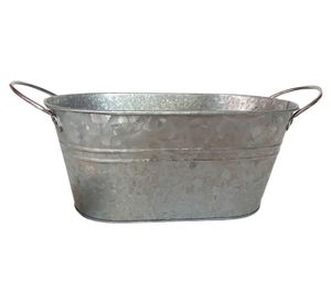 Macetero metálico gris 12x24x10 cm