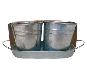 Set 2 maceteros + bandeja vintage