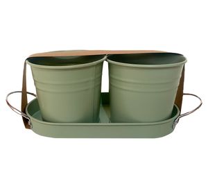 Set 2 maceteros + bandeja verde