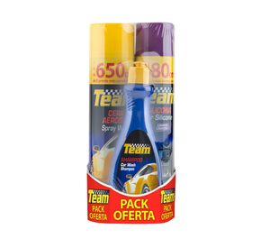 Silicona 480 ml+ cera aerosol 650 ml + shampoo 250 ml para automovil