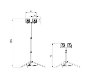 Proyector LED Trípode amarillo 2x30W luz fría
