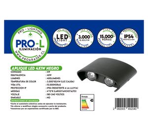 Aplique LED 1W 4L luz cálida EM negro