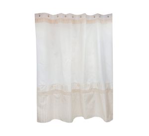 Cortina baño 180x180 cm microfibra rayas beige