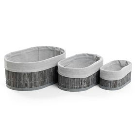 Canasto organizador Oval gris 3 Piezas