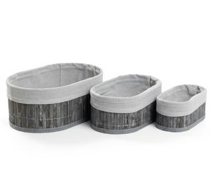 Canasto organizador Oval gris 3 Piezas