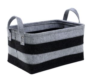 Canasto con asas fieltro bicolor 16x20x20 cm