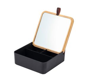 Caja organizadora bambú/negro 14x14x5 cm