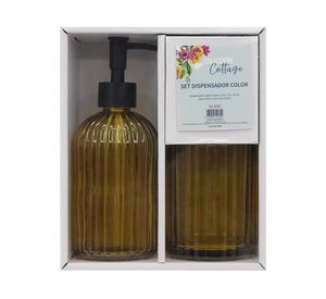 Dispensador + vaso Cottage mostaza