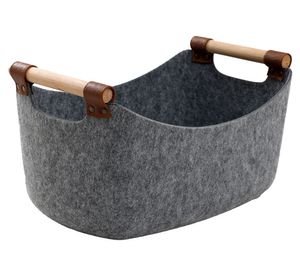 Canasto Asas madera gris 34x23x20 cm