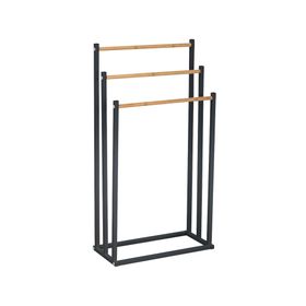 Colgador de toallas bambú/negro 45x22x85 cm