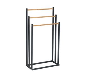 Colgador de toallas bambú/negro 45x22x85 cm