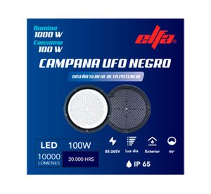 Campana LED 100 W 1 luz fría negro