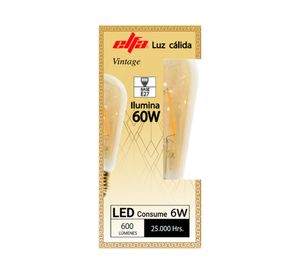 Ampolleta led 6W E27 luz cálida ST64 Filamento