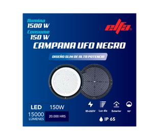 Campana LED 150 W 1 luz fría negro