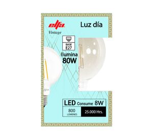 Ampolleta led 8W E27 luz fría G95 Filamento