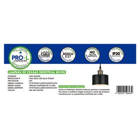 Lámpara colgar E27 1L Industrial negro