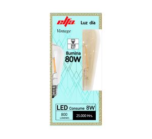 Ampolleta led 8W E27 luz fría ST64 Filamento