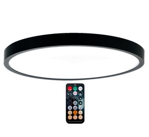 Plafón LED con sensor 18W 29 cm luz fría + control remoto negro