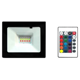 Reflector LED con control remoto 20W 11 cm luz RGB negro