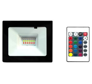 Reflector LED con control remoto 20W 11 cm luz RGB negro